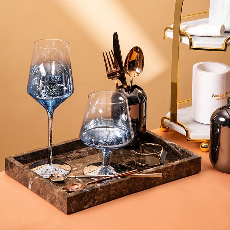StonePlus Natural Marble Storage Vanity Tray, Cosmetics Jewelery Tray, Kitchen Organizer, Coffee Table Tray (Coffee Net, 11.8L x 7.87W x 1.18H) - Image 4